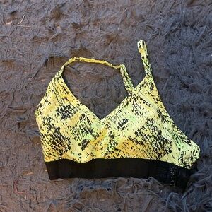PINK Yellow and Black Snake Print Sports Bra size small